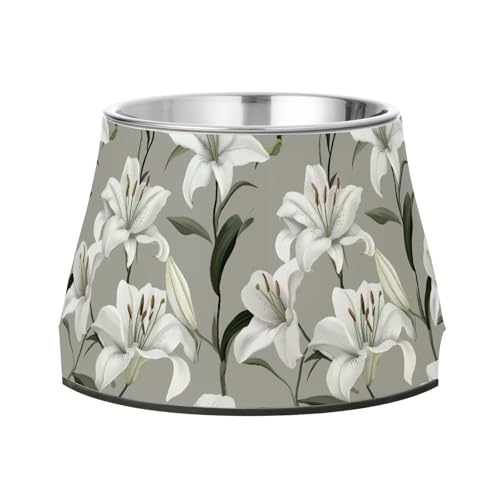 Sweet Lily Grey Futternapf für Haustiere, mit Ständer, Edelstahl, für langsames Füttern, Schnurrhaar, Müdigkeit Sweet Lily Grey Futternapf für Haustiere, mit Ständer, Edelstahl, für langsames Füttern, Schnurrhaar, Müdigkeit von Wudan