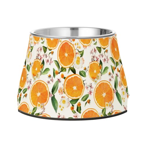 Sweet Oranges Futternapf für Haustiere, erhöhter Futternapf aus Edelstahl, für kleine Hunde, Schnurrhaar, Weiß von Wudan
