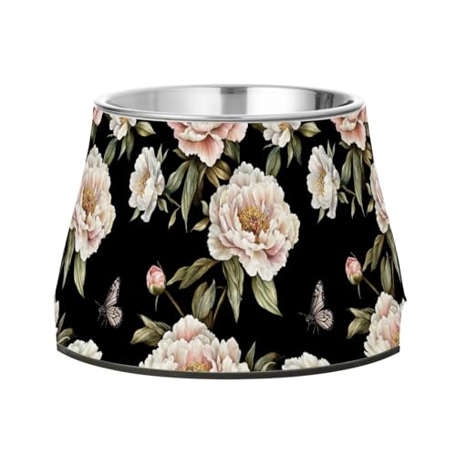 Sweet Peonies Futternäpfe mit Ständer, Edelstahl, für Hunde, Katzen, Kaninchen, Vögel, bequem, Schwarz Sweet Peonies Futternäpfe mit Ständer, Edelstahl, für Hunde, Katzen, Kaninchen, Vögel, bequem, Schwarz von Wudan