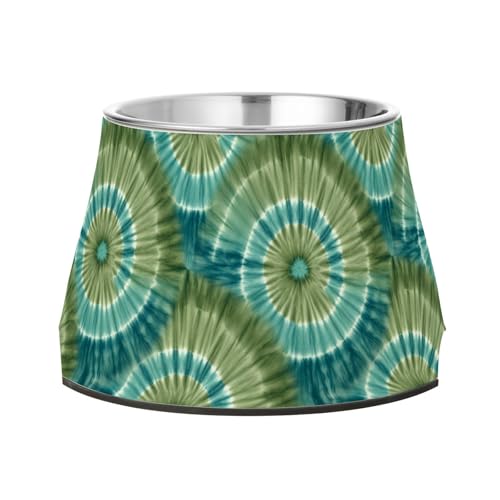 Tie-Dye Green Feed Hundenapf Verbesserter Edelstahl Katzen Basic Schalen für langsames Füttern Katzen Schnurrhaare Relief von Wudan