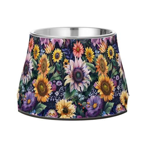 Traumhafte Futternäpfe mit Blumen und Sonnenblumen, erhöhter Futternapf für Haustiere, erhöhter Futternapf aus Edelstahl, für langsames Fressen Traumhafte Futternäpfe mit Blumen und Sonnenblumen, erhöhter Futternapf für Haustiere, erhöhter Futternapf aus Edelstahl, für langsames Fressen von Wudan