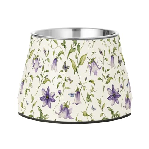 Vintage Bellflower Futternapf für Haustiere, erhöhter Futternapf aus Edelstahl, für kleine Haustiere, langsames Fressen von Wudan