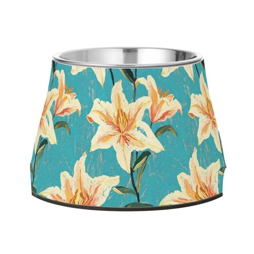 Vintage Lily Turquoise Pets Futternäpfe mit Ständer Edelstahl Katzen Futternapf für kleine Hunde Schnurrhaare Relief von Wudan