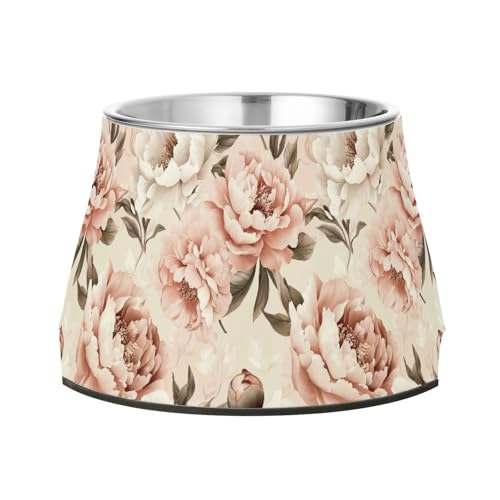 Vintage Pfingstrosen Rouge Pets Futternapf Erhöhter Edelstahl Erhöhter Katzennapf für langsames Füttern von Katzen Schnurrhaare Vintage Pfingstrosen Rouge Pets Futternapf Erhöhter Edelstahl Erhöhter Katzennapf für langsames Füttern von Katzen Schnurrhaare von Wudan