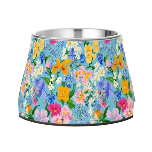 Wasser- und Futternapf für mittelgroße Hunde, Motiv: Blumen, Orchidee, Stiefmütterchen, Hyazinthen, Blau Wasser- und Futternapf für mittelgroße Hunde, Motiv: Blumen, Orchidee, Stiefmütterchen, Hyazinthen, Blau von Wudan