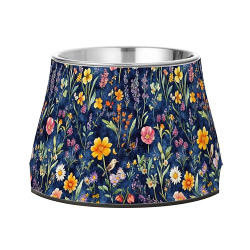 Wasser- und Futternapf mit Blumen, Lavendel, Tulpen, Vögel, Königsblau, für Haustiere, Wassernapf für kleine Haustiere Wasser- und Futternapf mit Blumen, Lavendel, Tulpen, Vögel, Königsblau, für Haustiere, Wassernapf für kleine Haustiere von Wudan