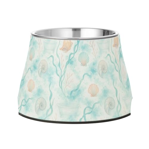 Wasserfarben-Badezimmer-Tapete, nahtlose Tapete, Futternapf, erhöhter Edelstahl-Katzen-Napf für langsames Füttern, Katzen, langsames Fressen von Wudan