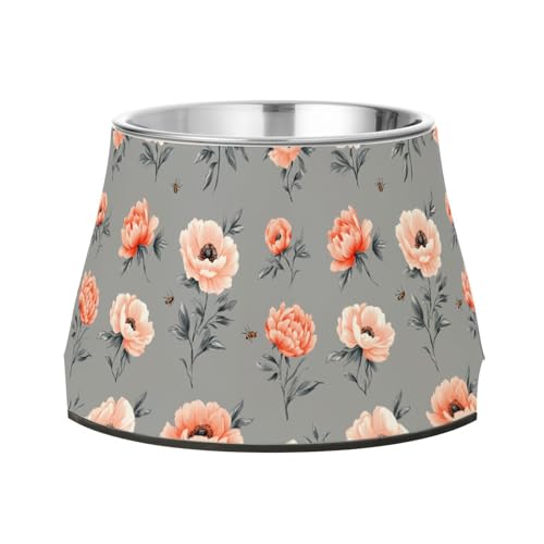 Wassernapf für Haustiere, Pfingstrosen, erhöhter Wassernapf mit Ständer, Edelstahl, für kleine Hunde, Schnurrhaarfreundlich, Grau Wassernapf für Haustiere, Pfingstrosen, erhöhter Wassernapf mit Ständer, Edelstahl, für kleine Hunde, Schnurrhaarfreundlich, Grau von Wudan