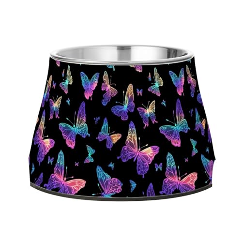 Wassernapf für Hunde, Motiv: Regenbogen-Schmetterlinge, erhöhter Edelstahl-Futterspender für Hunde, Katzen, Kaninchen, Vögel, Schnurrhaar, Schwarz Wassernapf für Hunde, Motiv: Regenbogen-Schmetterlinge, erhöhter Edelstahl-Futterspender für Hunde, Katzen, Kaninchen, Vögel, Schnurrhaar, Schwarz von Wudan