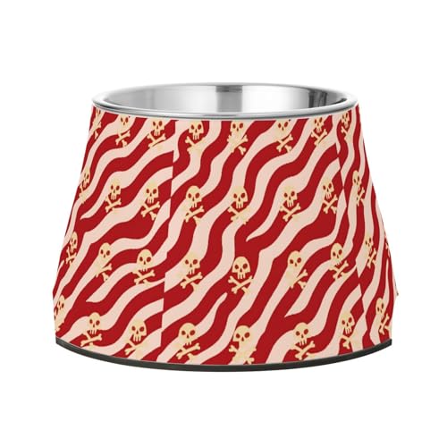 Wassernapf mit Totenkopf-Motiv, Piratenwelle, erhöhter Haustier-Wassernapf, rutschfest, Edelstahl, für langsames Füttern von Hunden, Schnurrhaar, Entlastung Wassernapf mit Totenkopf-Motiv, Piratenwelle, erhöhter Haustier-Wassernapf, rutschfest, Edelstahl, für langsames Füttern von Hunden, Schnurrhaar, Entlastung von Wudan