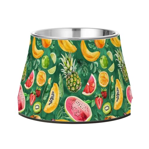 Wassernapf mit tropischen Blättern, Ananas auf grünem erhöhtem Haustier, rutschfest, Edelstahl, erhöhter Katzennapf für kleine Haustiere, Müdigkeit Wassernapf mit tropischen Blättern, Ananas auf grünem erhöhtem Haustier, rutschfest, Edelstahl, erhöhter Katzennapf für kleine Haustiere, Müdigkeit von Wudan