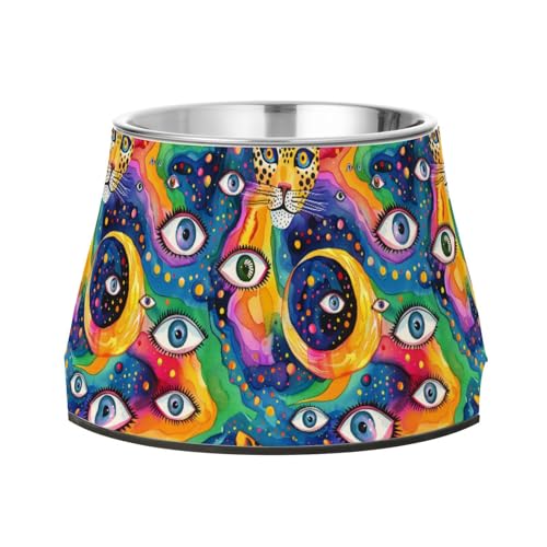 Weird Leopard Evil Eyes Ball auf Regenbogen Schalen für Hunde Erhöhte Edelstahl Katze Futternäpfe für langsames Füttern Hunde Schnurrhaare Linderung Weird Leopard Evil Eyes Ball auf Regenbogen Schalen für Hunde Erhöhte Edelstahl Katze Futternäpfe für langsames Füttern Hunde Schnurrhaare Linderung von Wudan