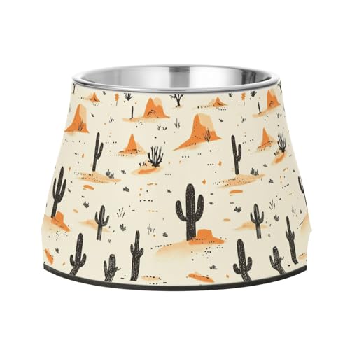 Western Cowboy Boho Kaktus Hunde Futternäpfe Enhanced Stainless Steel Cats Basic Bowls for Slow Feed Dogs Slow Down Eating von Wudan