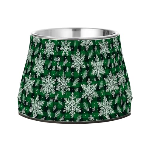 Winter-Schneeflocken Büffelkarierte grüne Schalen für Haustiere mit Ständer Edelstahl Katzenfutter Schalen für langsames Füttern Hunde Schnurrhaare Linderung Winter-Schneeflocken Büffelkarierte grüne Schalen für Haustiere mit Ständer Edelstahl Katzenfutter Schalen für langsames Füttern Hunde Schnurrhaare Linderung von Wudan