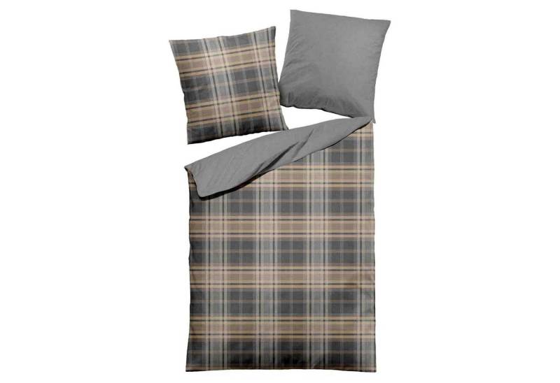 Wülfing Bettwäsche FINN, 155 x 220 cm, Melange, Silbergrau, Creme, Baumwolle, 2 teilig, mit Reißverschluss von Wülfing