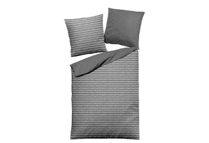 Wülfing Bettwäsche LENIA, 155 x 220 cm, Silbergrau, Anthrazit, Baumwolle von Wülfing
