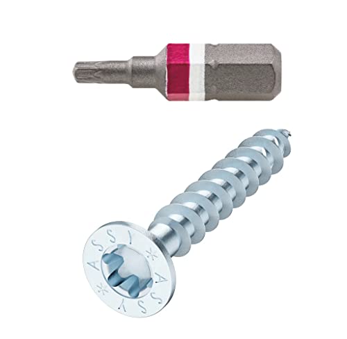 Holzschraube ASSY | CS Stahl verzinkt | 3 x 13 Vollgewinde | Senkkopf RW | 200 Stück mit BIT von Würth