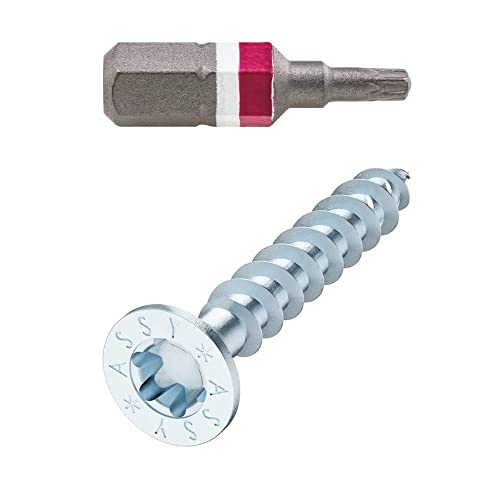 Würth Universalschraube ASSY | CSMP Stahl verzinkt | 5 x 60 Vollgewinde | Senkfrästaschenkopf RW | 50 Stk mit BIT von wuerth