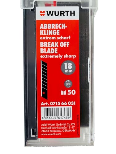 Würth 50x Abbrechklinge 18mm extrem scharf schwarz Schiebespender von Würth