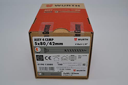Wuerth Würth Spanplattenschrauben Assy 4 CSMP 5 x 80 mm, Stahl verzinkt, Teilgewinde, Senkkopf RW 20, 100 Stück von Wuerth