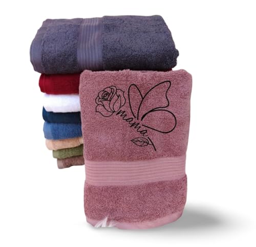 Handtuch Geschenk Mama zum Muttertag mit Rose bestickt Muttertagsgeschenk personalisiert Geburtstag Frau Mama ist die Beste Danke Mutti Mutter personalisierte Geschenke Geburtstagsgeschenk mother von Wuff-Dogsworld