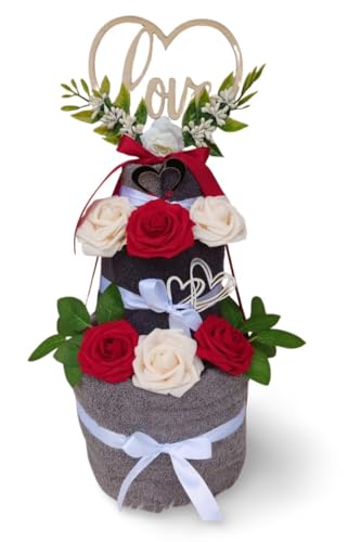 Handtuchtorte als Hochzeitsgeschenk auf Wunsch mit Namen bestickt Geschenk Hochzeit Brautpaar Ehe personalisiert Braut Bräutigam wedding present cake Handtuchtorte als Hochzeitsgeschenk auf Wunsch mit Namen bestickt Geschenk Hochzeit Brautpaar Ehe personalisiert Braut Bräutigam wedding present cake von Wuff-Dogsworld