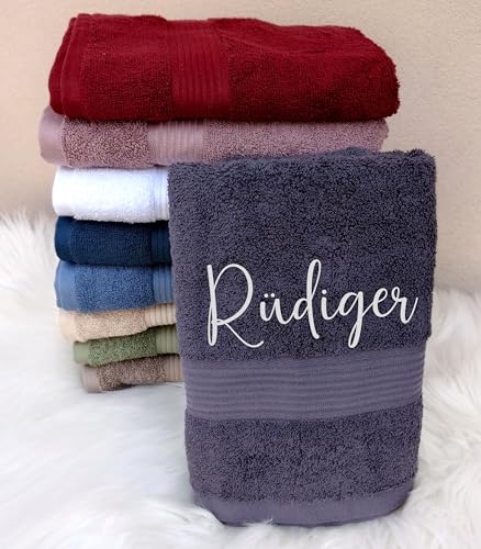 Handtücher mit Namen bestickt Waschlappen Baumwolle Badehandtuch groß Duschhandtuch Strandhandtuch Gästehandtücher klein personalisiert Handtuchset Badetuch Saunahandtuch Duschtuch schnelltrocknend von Wuff-Dogsworld