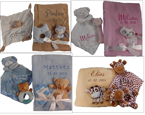 Wuff-Dogsworld Baby-Geschenk-Set mit Namen Bestickt Grosse Auswahl Junge Mädchen Geburt Taufe Baby-Decke Kuscheltuch personalisiert Rassel Neugeborenen Present Girl Boy Wuff-Dogsworld Baby-Geschenk-Set mit Namen Bestickt Grosse Auswahl Junge Mädchen Geburt Taufe Baby-Decke Kuscheltuch personalisiert Rassel Neugeborenen Present Girl Boy von Wuff-Dogsworld