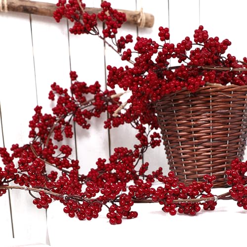 Wuhetyo Weihnachtsgirlande mit roten Beeren, künstliche rote und burgunderrote Beeren-Girlande, Dekoration für Winter, Weihnachten, drinnen und draußen, Zuhause, Kamin, Tischdekorationen (Mini-Beere Wuhetyo Weihnachtsgirlande mit roten Beeren, künstliche rote und burgunderrote Beeren-Girlande, Dekoration für Winter, Weihnachten, drinnen und draußen, Zuhause, Kamin, Tischdekorationen (Mini-Beere von Wuhetyo