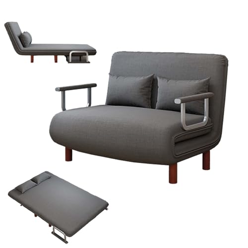 2 Sitzer Sofa mit Schlaffunktion, 3 in 1 Sleeper Chair mit Verstellbarer Rückenlehne und 2 Kissen, Klappsofa mit Schlaffunktion Wohnzimmer, Schlafzimmer, Balkon, Gästebett bis 150 kg (100×80×72cm) von WuhnaroU