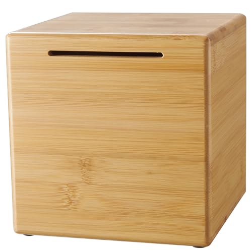 Wuhonghao Spardose aus Holz Personalisiert Erwachsene,Sparbox Groß XXL,Fortune Box Bambus Nicht zum öffnen,Sparen Sparbüchse ohne öffner,Geldsparbox für Scheine Robust,Holzspardose ungeöffnet,Geldbox von Wuhonghao