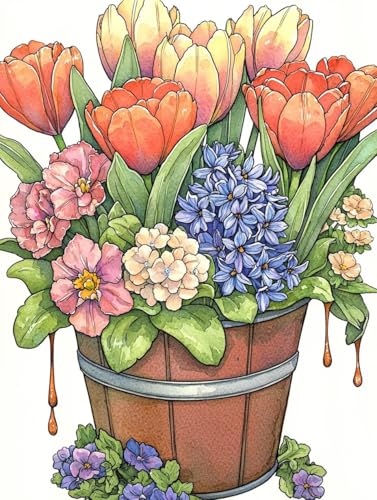 Diamond Painting Blume, 5D Diamond Painting Klein 30x40 cm Leinwand, DIY Diamant Art Malerei Bilder Kinder Anfänger Mosaikherstellung Bastelnset für Home Wanddeko Wohnzimmer, Geschenke für Frauen K-71 von Wuiddnng