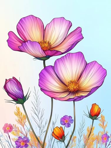 Diamond Painting Blume, 5D Diamond Painting XXL 60x80 cm Leinwand, DIY Diamant Art Malerei Bilder Kinder Anfänger Mosaikherstellung Bastelnset für Home Wanddeko Wohnzimmer, Geschenke für Frauen P-13 von Wuiddnng