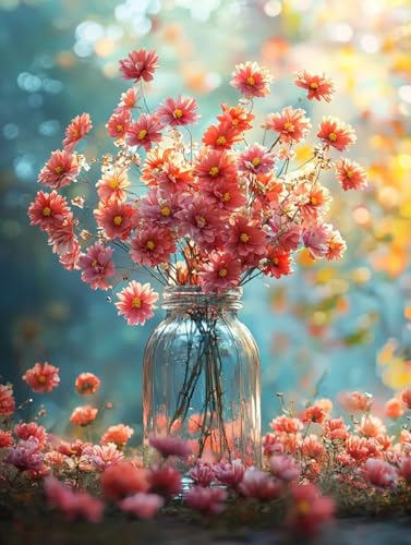 Diamond Painting Erwachsene, 5D Diamant Painting Bilder Blume 40x50 cm, DIY Full Round Diamant Malerei mit Zubehör, Diamond Art Kinder Mosaikherstellung Bastelset für Herbst Home Zimmer Deko P-54 von Wuiddnng