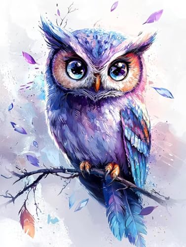 Diamond Painting Erwachsene, 5D Diamant Painting Bilder Eulen 50x70 cm, DIY Full Round Diamant Malerei mit Zubehör, Diamond Art Kinder Mosaikherstellung Bastelset für Herbst Home Zimmer Deko P-48 von Wuiddnng