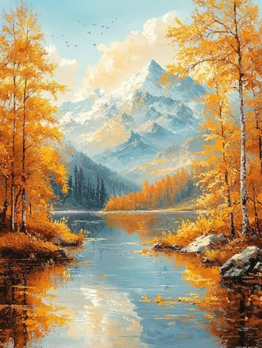 Diamond Painting Herbst, 5D Diamond Painting XXL 70x90 cm Leinwand, DIY Diamant Art Malerei Bilder Kinder Anfänger Mosaikherstellung Bastelnset für Home Wanddeko Wohnzimmer, Geschenke für Frauen P-1 von Wuiddnng