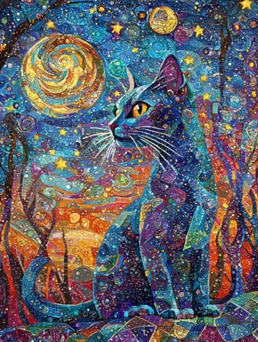 Diamond Painting Katze, 5D Diamond Painting XXL 50x70 cm Leinwand, DIY Diamant Art Malerei Bilder Kinder Anfänger Mosaikherstellung Bastelnset für Home Wanddeko Wohnzimmer, Geschenke für Frauen P-94 Diamond Painting Katze, 5D Diamond Painting XXL 50x70 cm Leinwand, DIY Diamant Art Malerei Bilder Kinder Anfänger Mosaikherstellung Bastelnset für Home Wanddeko Wohnzimmer, Geschenke für Frauen P-94 von Wuiddnng