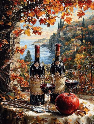 Herbst Diamond Painting Klein Leinwand 30x40 cm, Diamond Painting Erwachsene Bastelset, 5D Diamant Malerei Kinder Stickerei Kreuzstich Bilder Set, Zimmer Deko Schlafzimmer, Weihnachtsgeschen K-75 von Wuiddnng
