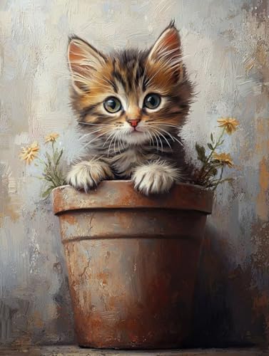 Katze Diamond Painting XXL Leinwand 70x90 cm, Diamond Painting Erwachsene Bastelset, 5D Diamant Malerei Kinder Stickerei Kreuzstich Bilder Set, Herbst Zimmer Deko Schlafzimmer, Weihnachtsgeschen P-2 Katze Diamond Painting XXL Leinwand 70x90 cm, Diamond Painting Erwachsene Bastelset, 5D Diamant Malerei Kinder Stickerei Kreuzstich Bilder Set, Herbst Zimmer Deko Schlafzimmer, Weihnachtsgeschen P-2 von Wuiddnng