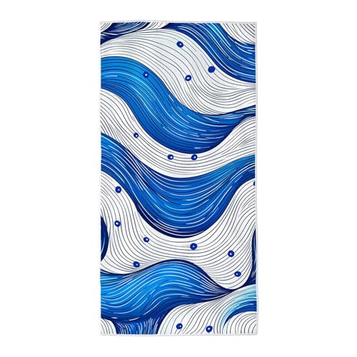 Strandtuch Blau Mikrofaser Handtuch Groß 220x100, Microfaser Handtücher Stranddecke Sandfrei Schnell Trocknendes Weiches Leichtes Pflegeleicht Kompakt für Strand Pool Yoga Travel Sauna (Abstrakt) X-78 von Wuiddnng