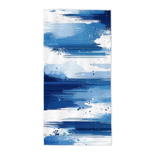 Strandtuch Blau Mikrofaser Handtuch Groß 220x100, Microfaser Handtücher Stranddecke Sandfrei Schnell Trocknendes Weiches Leichtes Pflegeleicht Kompakt für Strand Pool Yoga Travel Sauna (Abstrakt) C-70 von Wuiddnng