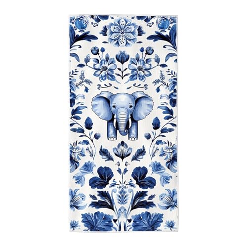 Strandtuch Blau Mikrofaser Handtuch Groß 220x100, Microfaser Handtücher Stranddecke Sandfrei Schnell Trocknendes Weiches Leichtes Pflegeleicht Kompakt für Strand Pool Yoga Travel Sauna (Elefant) V-46 von Wuiddnng