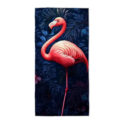 Strandtuch Blau Mikrofaser Handtuch Groß 220x100, Microfaser Handtücher Stranddecke Sandfrei Schnell Trocknendes Weiches Leichtes Pflegeleicht Kompakt für Strand Pool Yoga Travel Sauna (Flamingo) C-78 von Wuiddnng