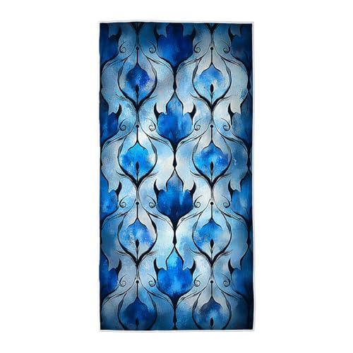 Strandtuch Blau Mikrofaser Handtuch Groß 60x120, Microfaser Handtücher Stranddecke Sandfrei Schnell Trocknendes Weiches Leichtes Pflegeleicht Kompakt für Strand Pool Yoga Travel Sauna (Abstrakt) X-74 von Wuiddnng