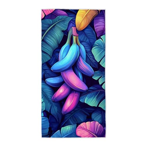 Strandtuch Blau Mikrofaser Handtuch Groß 70x140 cm, Microfaser Handtücher Stranddecke Sandfrei Schnell Trocknendes Weiches Leichtes Pflegeleicht Kompakt für Strand Pool Yoga Travel Sauna (Banane) A-60 von Wuiddnng