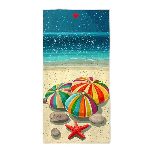 Strandtuch Blau Mikrofaser Handtuch Groß 75x150, Microfaser Handtücher Stranddecke Sandfrei Schnell Trocknendes Weiches Leichtes Pflegeleicht Kompakt für Strand Pool Yoga Travel Sauna (Seestern) V-60 von Wuiddnng
