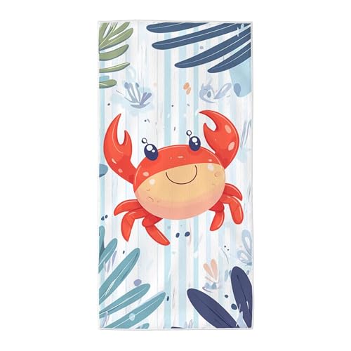 Strandtuch Blau Mikrofaser Handtuch Groß 80x160 cm, Microfaser Handtücher Stranddecke Sandfrei Schnell Trocknendes Weiches Leichtes Pflegeleicht Kompakt für Strand Pool Yoga Travel Sauna (Krabbe) V-82 von Wuiddnng
