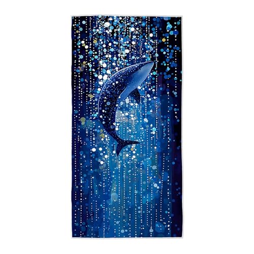 Strandtuch Blau Mikrofaser Handtuch Groß 80x160 cm, Microfaser Handtücher Stranddecke Sandfrei Schnell Trocknendes Weiches Leichtes Pflegeleicht Kompakt für Strand Pool Yoga Travel Sauna (Wal) V-50 von Wuiddnng