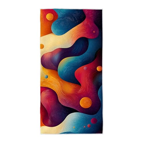 Strandtuch Bunt Mikrofaser Handtuch Groß 100x200, Microfaser Handtücher Stranddecke Sandfrei Schnell Trocknendes Weiches Leichtes Pflegeleicht Kompakt für Strand Pool Yoga Travel Sauna (Abstrakt) C-4 von Wuiddnng