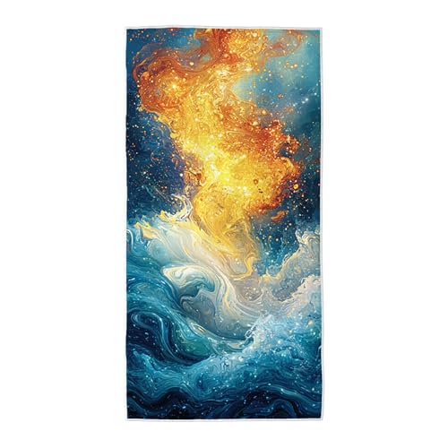 Strandtuch Bunt Mikrofaser Handtuch Groß 220x100, Microfaser Handtücher Stranddecke Sandfrei Schnell Trocknendes Weiches Leichtes Pflegeleicht Kompakt für Strand Pool Yoga Travel Sauna (Abstrakt) V-52 von Wuiddnng